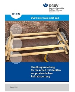 Titelblatt der DGUV Infomation 201-022 für die mechanische Rohrabsperrung