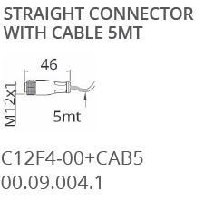 gerader Stecker mit 5 Meter Kabel (nur für 24 Volt) für LEDY und WIDE1 LED Maschinenleuchte 