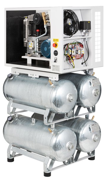 RIKO 700/4x90 S - 960/4x90 S Industrial Compressor 4.0-5.5 kW soundproofed, 10 bar, 4x90 l