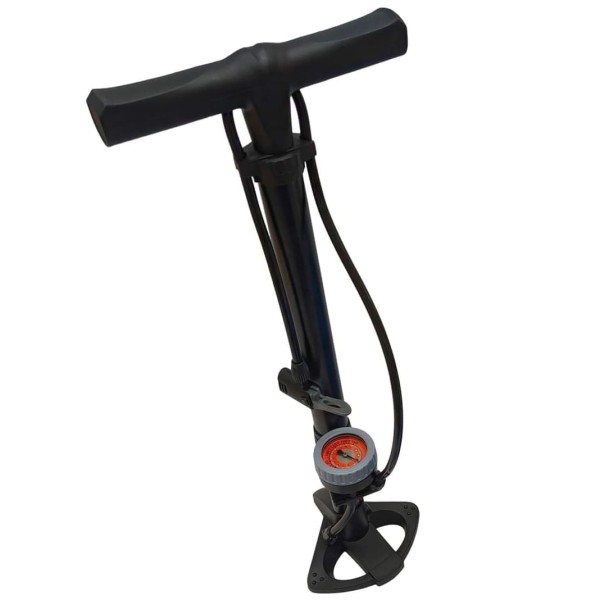 Hand air pump with pressure gauge, suitable for tire valves