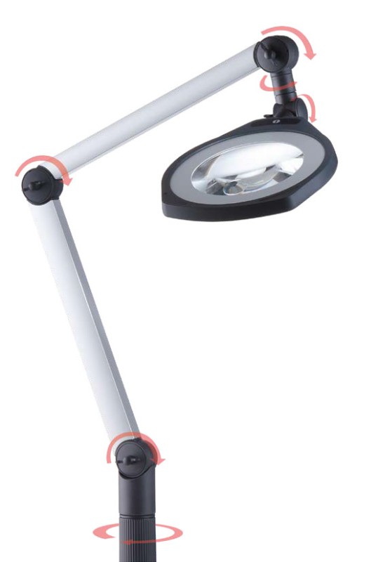 LENSLED II Articulated Arm Light with Magnifying Lens 400 + 400 mm, 3.5 dpt., Dimmable, 5200-5700K