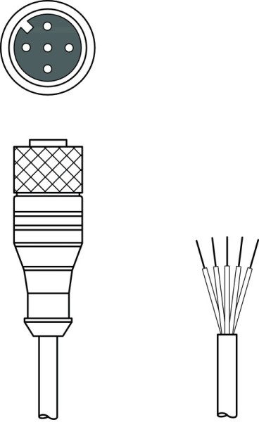 Anschlussleitung Rundstecker, M12, axial, female, A-kodiert, 5-polig, Leitungslänge 2.000 - 15.000 m