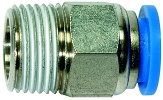 Straight Push-In Fitting »Blue Series«, R 3/8 - 1/2 o., Hose Ext. Ø 6 - 12