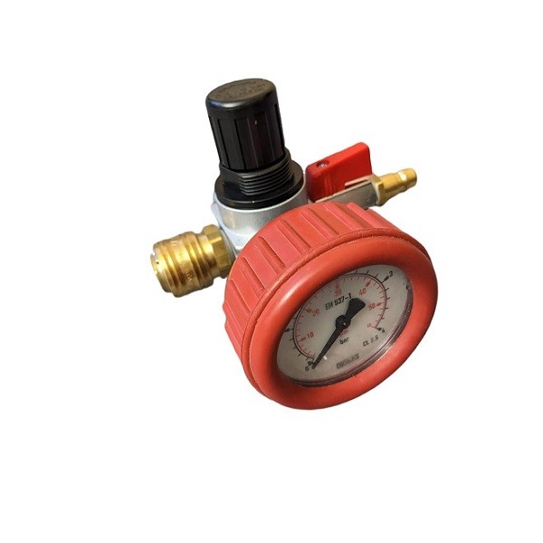 Pressure reducer with ball valve 0.1 bar - 3 bar, G 1/4" pressure regulator for compressed air