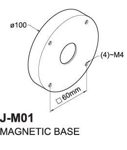 JM01 Magnetic base for LED machine lamps; hole spacing in lamp base 60 mm
