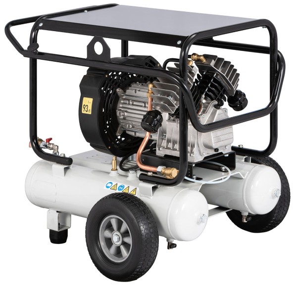 REKO 350W/22 fahrbarer 2,2 kW Kolbenkompressor für Abwasser- und Kanaltechnik, 2x11 Liter